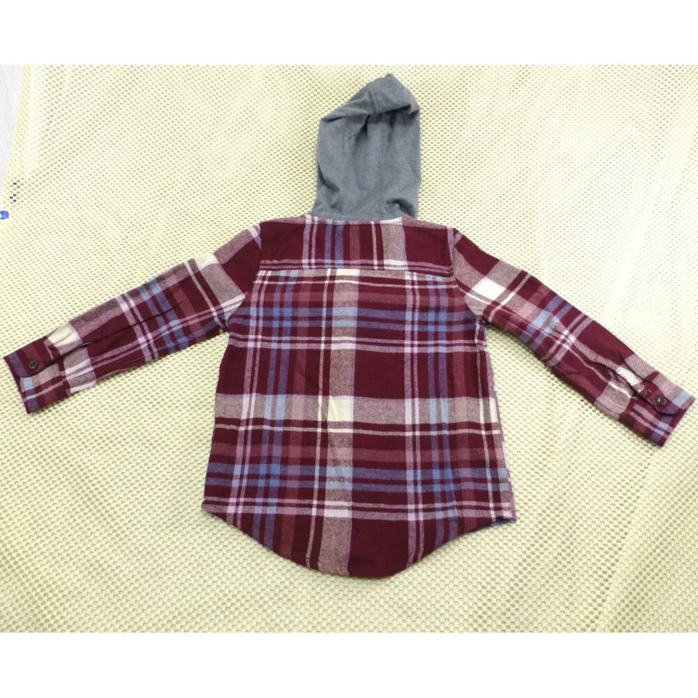 Oshkosh Bgosh Toddler Plaid Flannel‎ Shirt Jacket W/ Hood 3T NWT